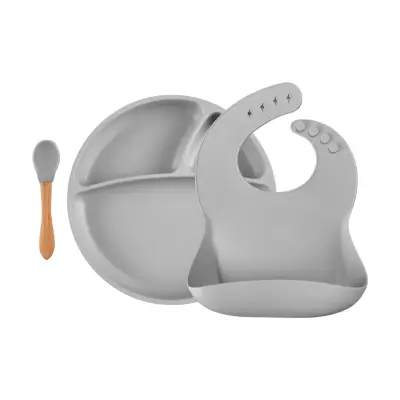 OiOi Blw Beslenme Seti Tabaklı Powder Grey