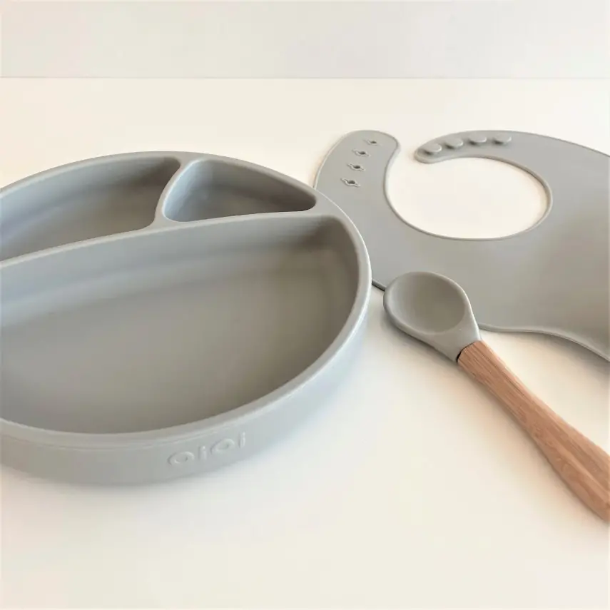 OiOi Blw Beslenme Seti Tabaklı Powder Grey - 3