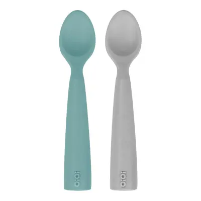 OiOi Nam Nam Mama Kaşığı 2li Aqua Green - Powder Grey 