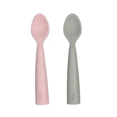 OiOi Nam Nam Mama Kaşığı 2li Pinky Pink - Powder Grey 