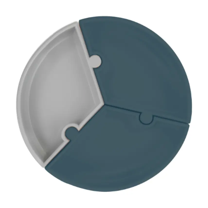 OiOi Puzzle Vakumlu Mama Tabağı Deep Blue - Powder Grey - 1