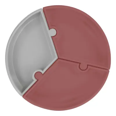 OiOi Puzzle Vakumlu Mama Tabağı Velvet Rose - Powder Grey - 2