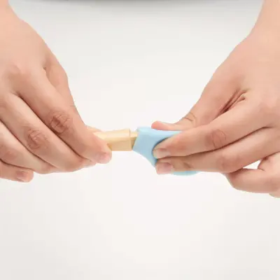 OiOi Silikon Mama Kaşığı 2li Bambu Saplı Aqua Green - Mineral Blue - 4