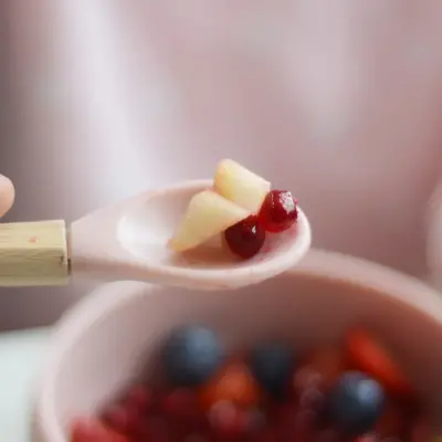 OiOi Silikon Mama Kaşığı 2li Bambu Saplı Aqua Green - Velvet Rose - 4