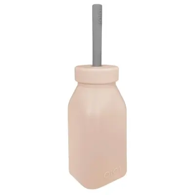 OiOi Şişe + Pipet Bubble Beige - Powder Grey - 2