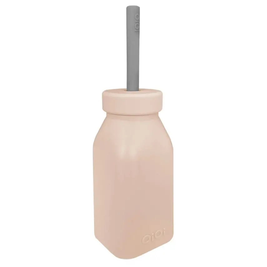 OiOi Şişe + Pipet Bubble Beige - Powder Grey - 1