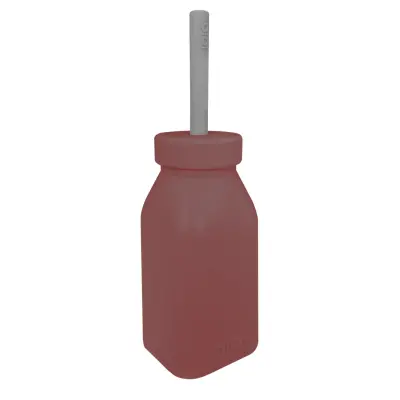 OiOi Şişe + Pipet Velvet Rose - Powder Grey
