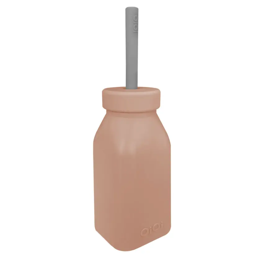 OiOi Şişe + Pipet Woody Brown - Powder Grey - 2