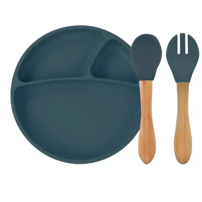 OiOi Tabak Kaşık Çatal Set Deep Blue - 1