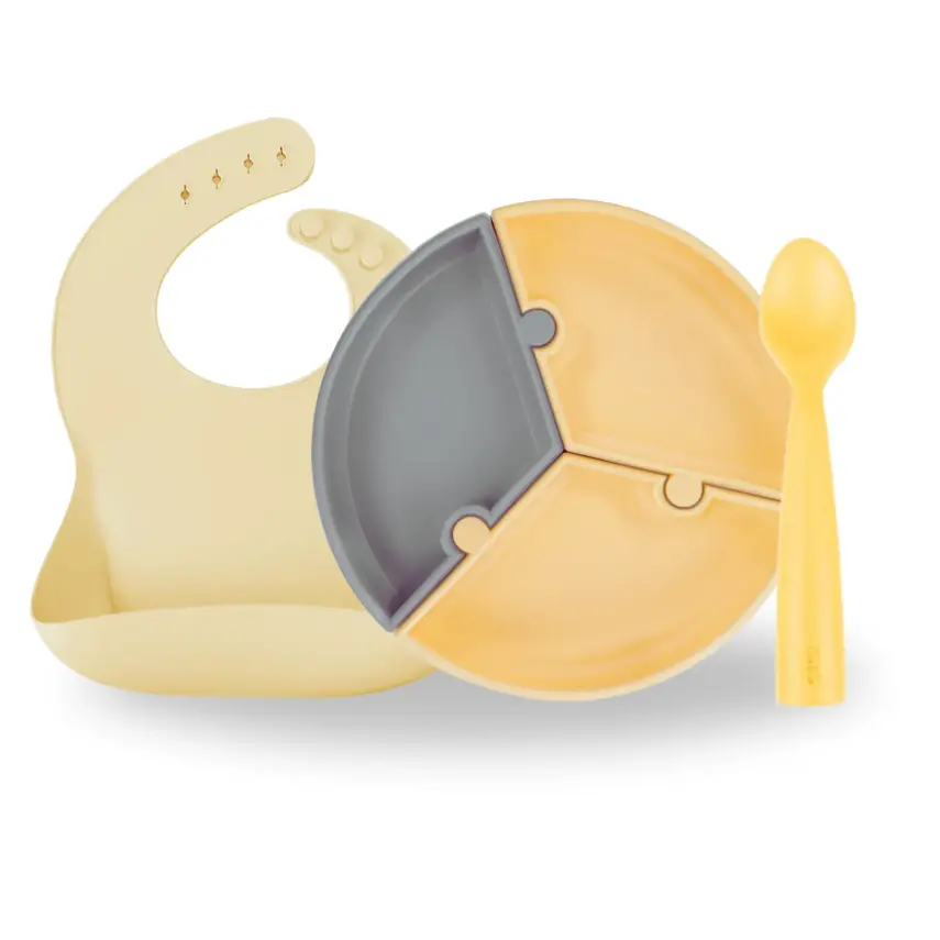 OiOi Yemek Seti Tabak Kaşık Önlük Mellow Yellow - 1