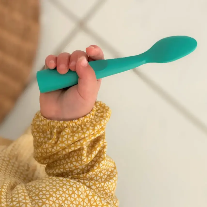 OiOi Yemek Seti Tabak Kaşık Önlük Powder Grey - 5