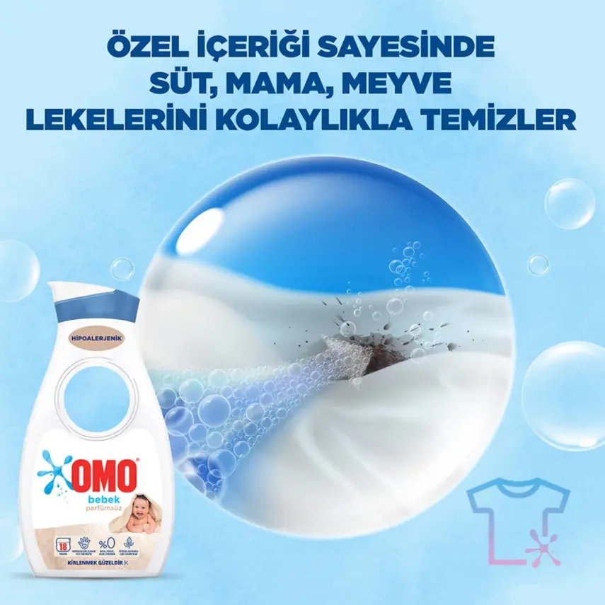Omo Sıvı Baby Çamaşır Deterjanı Parfümsüz 18 Yıkama 900 ml - 2