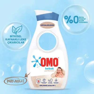 Omo Sıvı Baby Çamaşır Deterjanı Parfümsüz 18 Yıkama 900 ml - 5