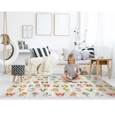 Parklon Mutlu Hayvanlar Alfabe Katlanabilir Bebek Oyun Halısı 140x200x1 cm (1)