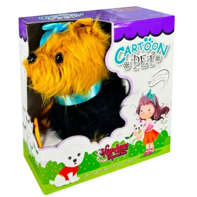 Peluş Tasmalı Yürüyen Mavi Fiyonklu Köpek (1)