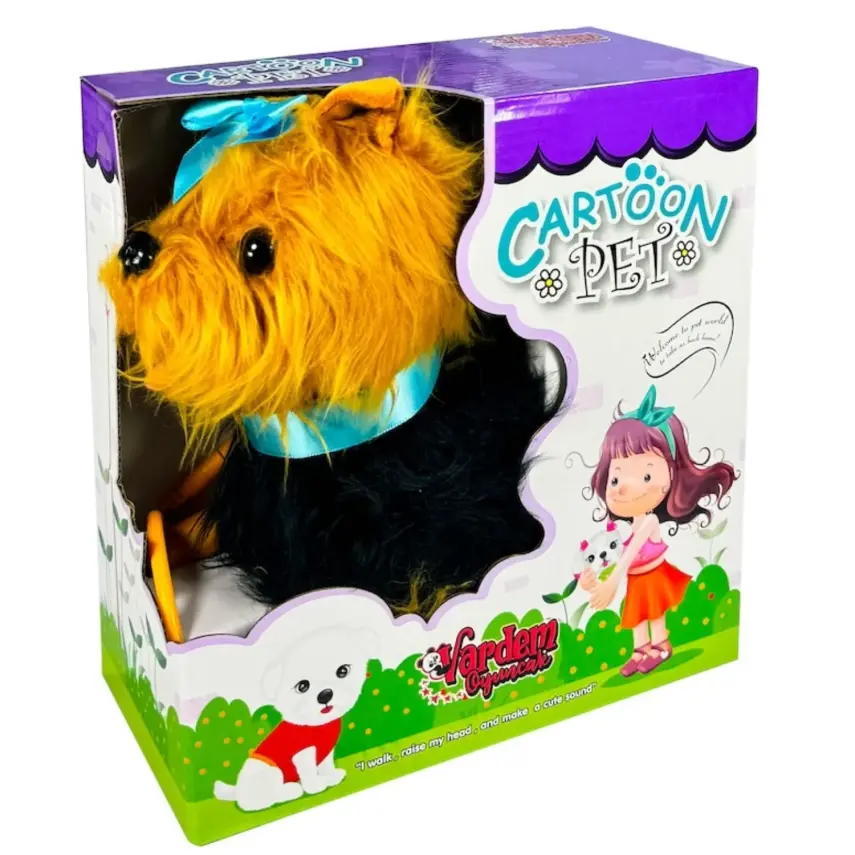 Peluş Tasmalı Yürüyen Mavi Fiyonklu Köpek - 2