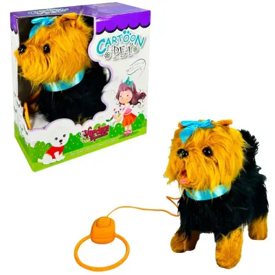 Peluş Tasmalı Yürüyen Mavi Fiyonklu Köpek - 3