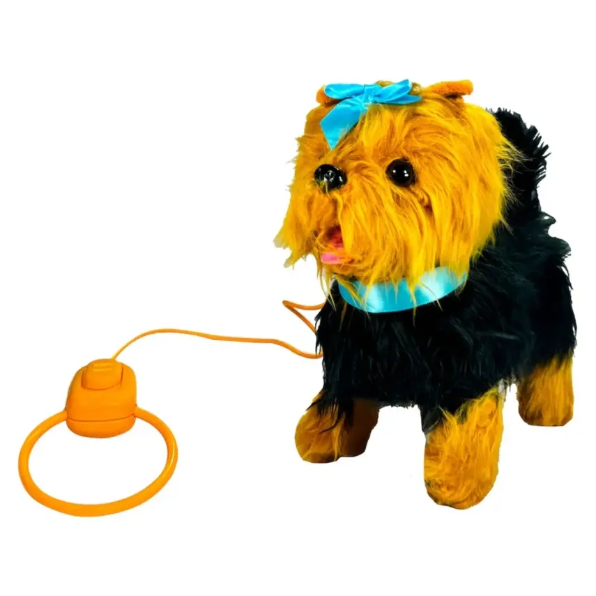 Peluş Tasmalı Yürüyen Mavi Fiyonklu Köpek - 1