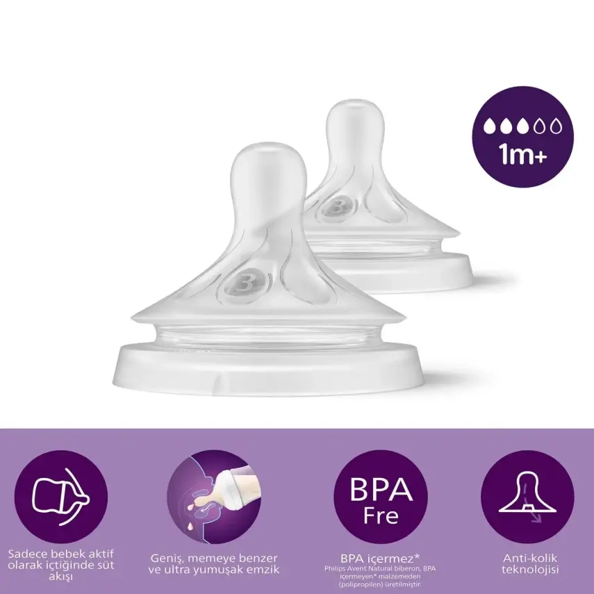 Philips Avent Doğal Tepkili Biberon Emziği 2li 3 Numara 1+ Ay - 21