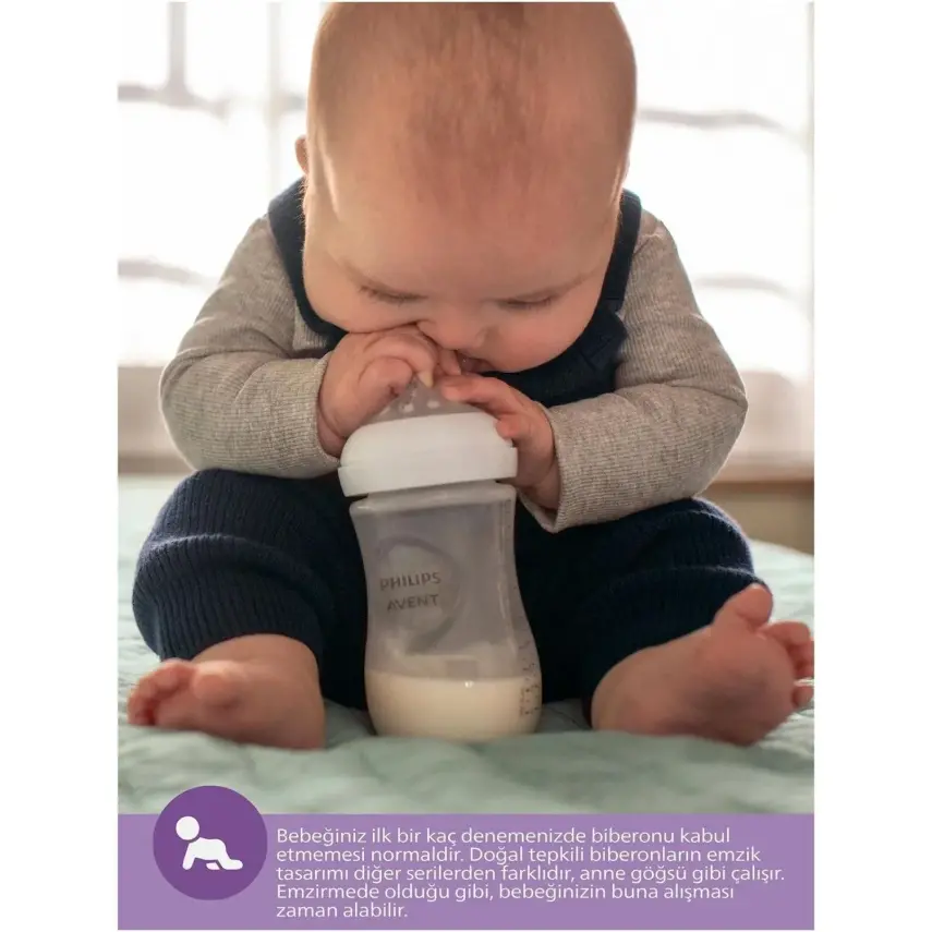 Philips Avent Doğal Tepkili PP Biberon 260 ml 1+ Ay Mavi - 16