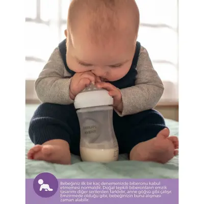 Philips Avent Doğal Tepkili PP Biberon 260ml 1+ Ay Pembe - 11