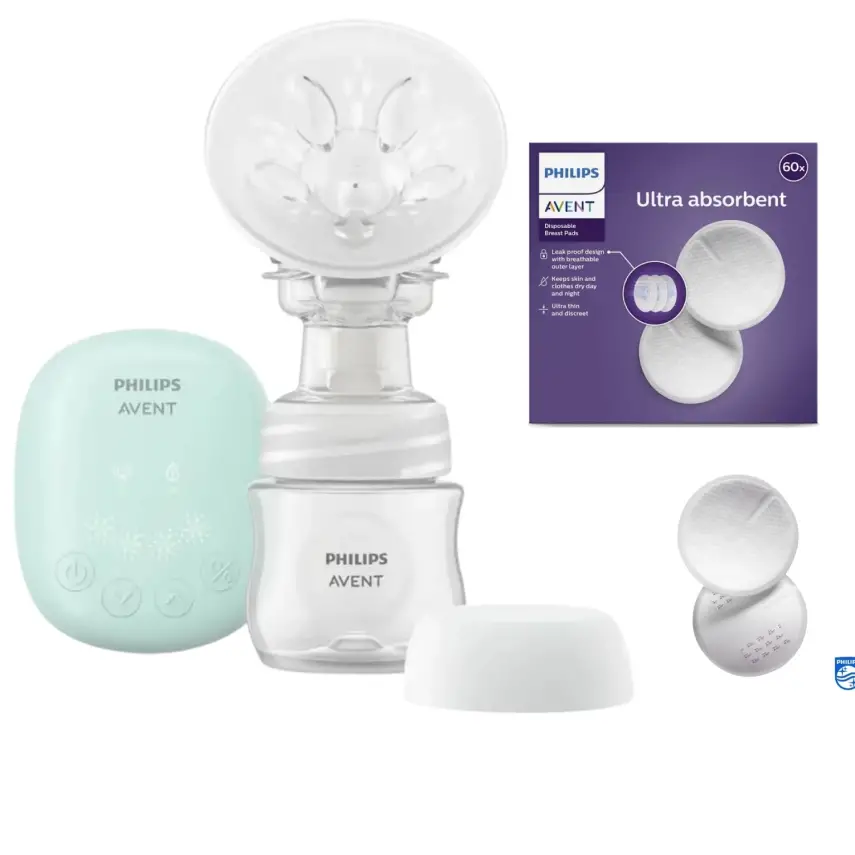 Philips Avent Essentials Tekli Elektrikli Göğüs Pompası+Tek Kullanımlık Göğüs Pedi 60lı - 1