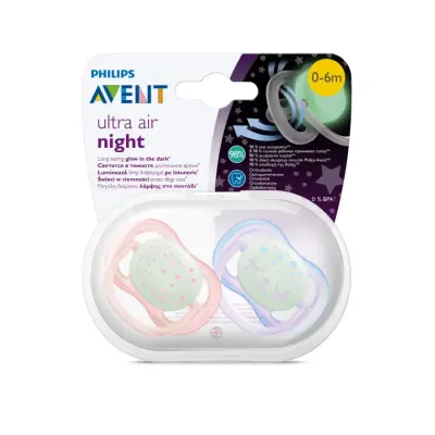 Philips Avent SCF376/12 Ultra Air Karanlıkta Parlar Silikon Emzik 0-6 Ay Kız Pembe - 3