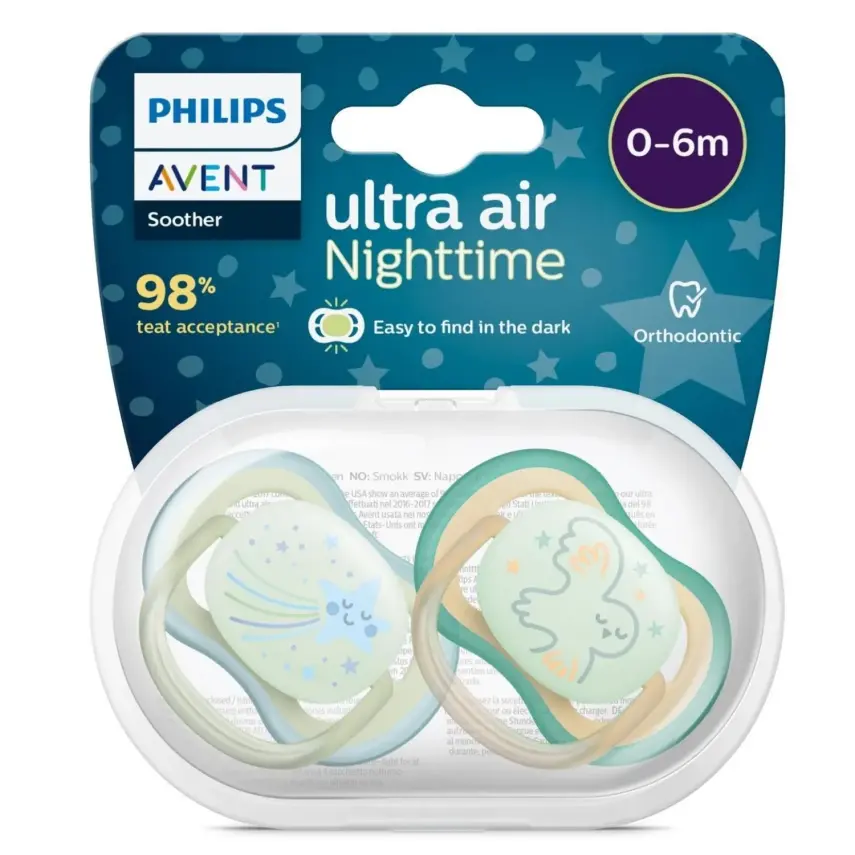 Philips Avent SCF376/18 Ultra Air Gece Emzik 0-6 Ay 2li Erkek - 1