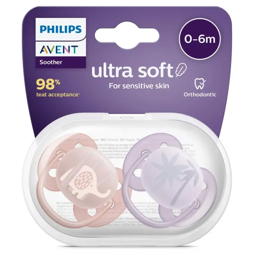 Philips Avent Soother Ultra Yumuşak Emzik 0-6 Ay 2li Kız SCF091/09 - 1