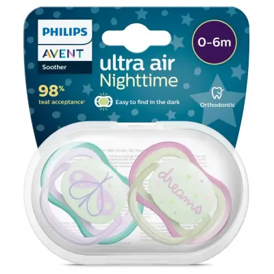 Philips Avent Ultra Air Gece Emzik 0-6 Ay 2li Kız  SCF376/19 