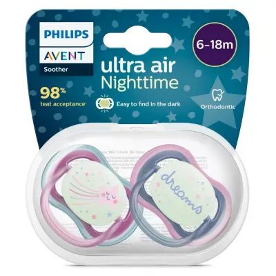 Philips Avent Ultra Air Gece Emzik 6-18 Ay 2li Kız SCF376/14