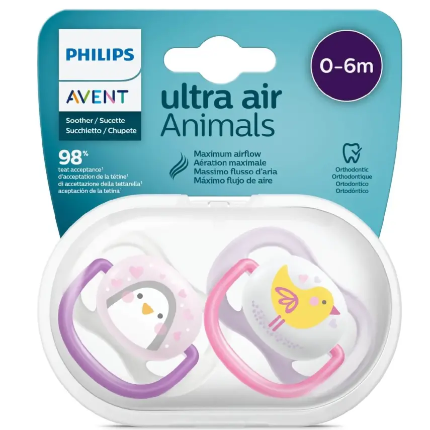 Philips Avent  Ultra Air Silikon Emzik 0-6 Ay Kız SCF080/06 - 1