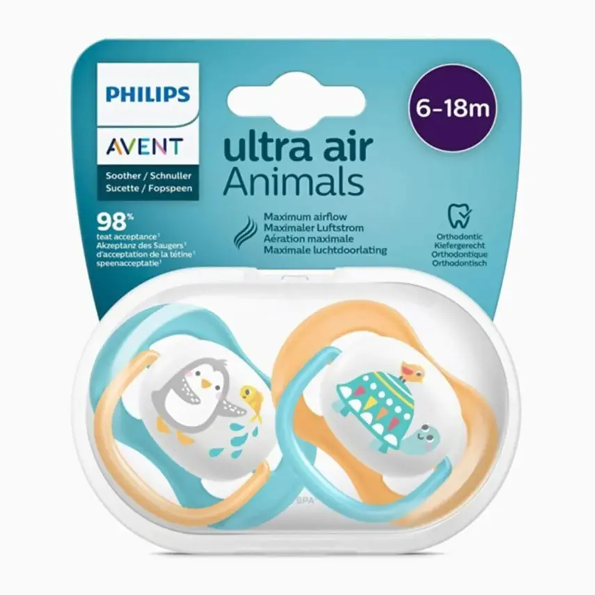 Philips Avent Ultra Air Silikon Emzik 6-18 Ay Erkek  SCF080/07 - 1