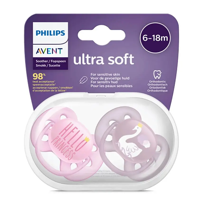 Philips Avent  Ultra Soft Silikon Emzik 6-18 Ay Kız SCF223/02 - 1