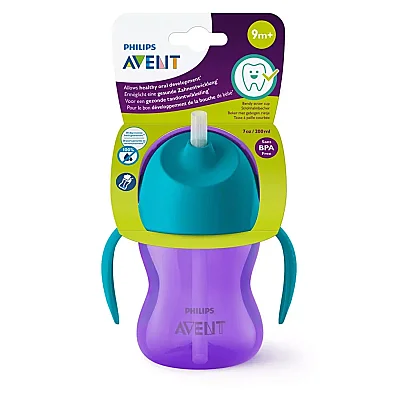 Philips Avent Yeni Desen Pipetli Bardak 200 ml 9+ Ay Kız SCF796/02 - 4