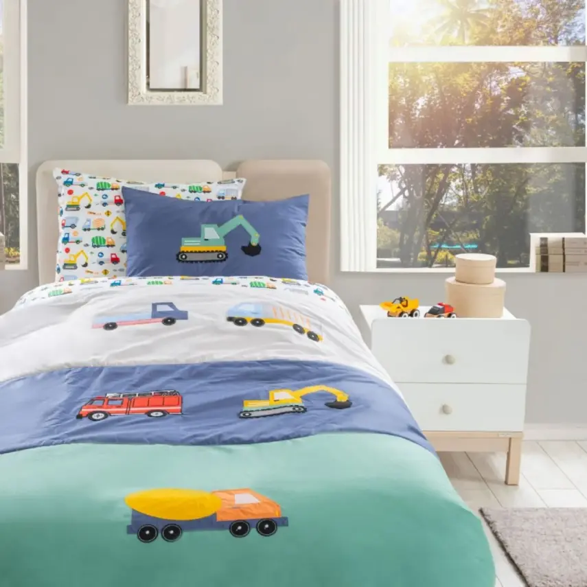 Pierre Cardin İş Makinesi Tek Kişilik Nevresim Takımı 3lü - 1