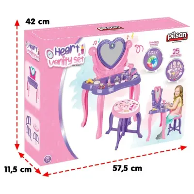Pilsan Kalp Makyaj Masası 25 Aksesuar Pembe - 9