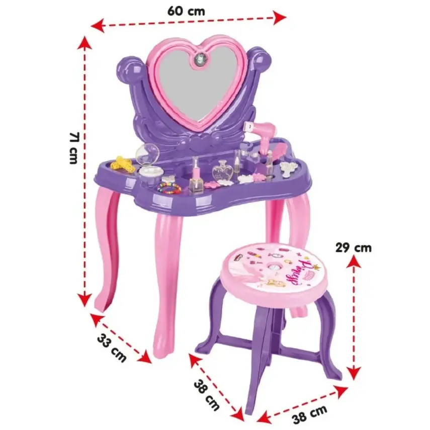 Pilsan Kalp Makyaj Masası 25 Aksesuar Pembe - 2