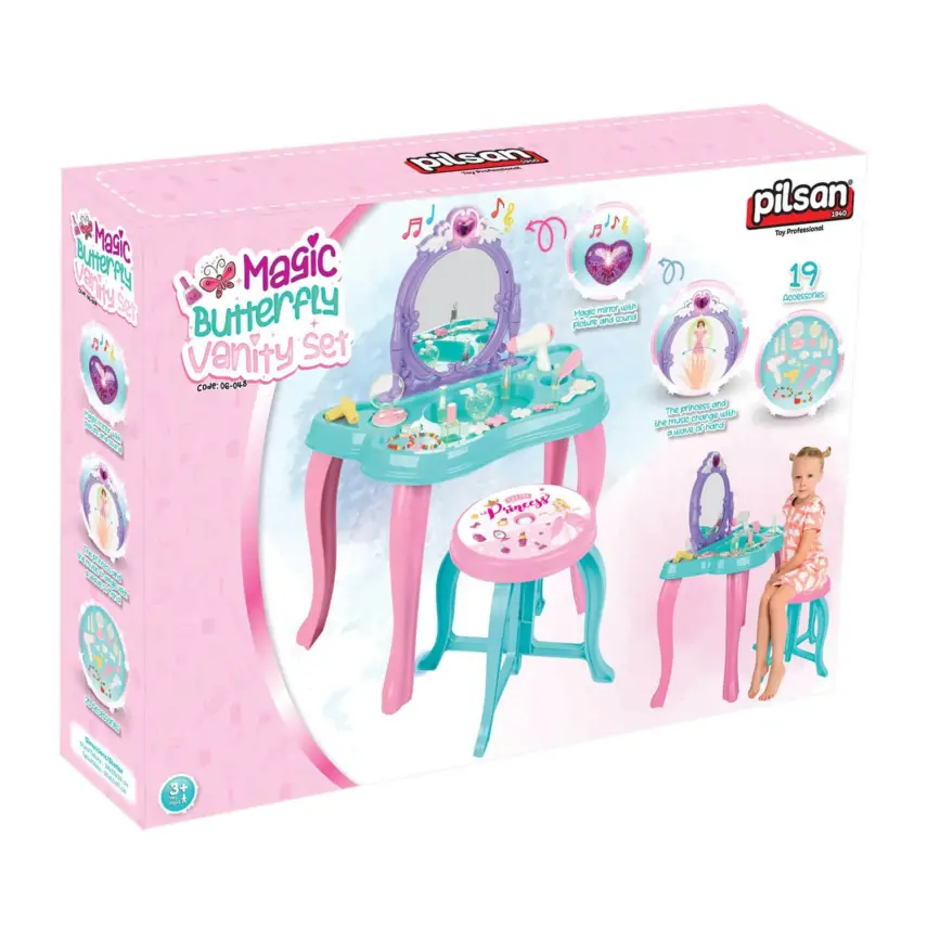 Pilsan Kelebek Makyaj Masası Müzikli Sihirli 19 Parça Pembe - 2