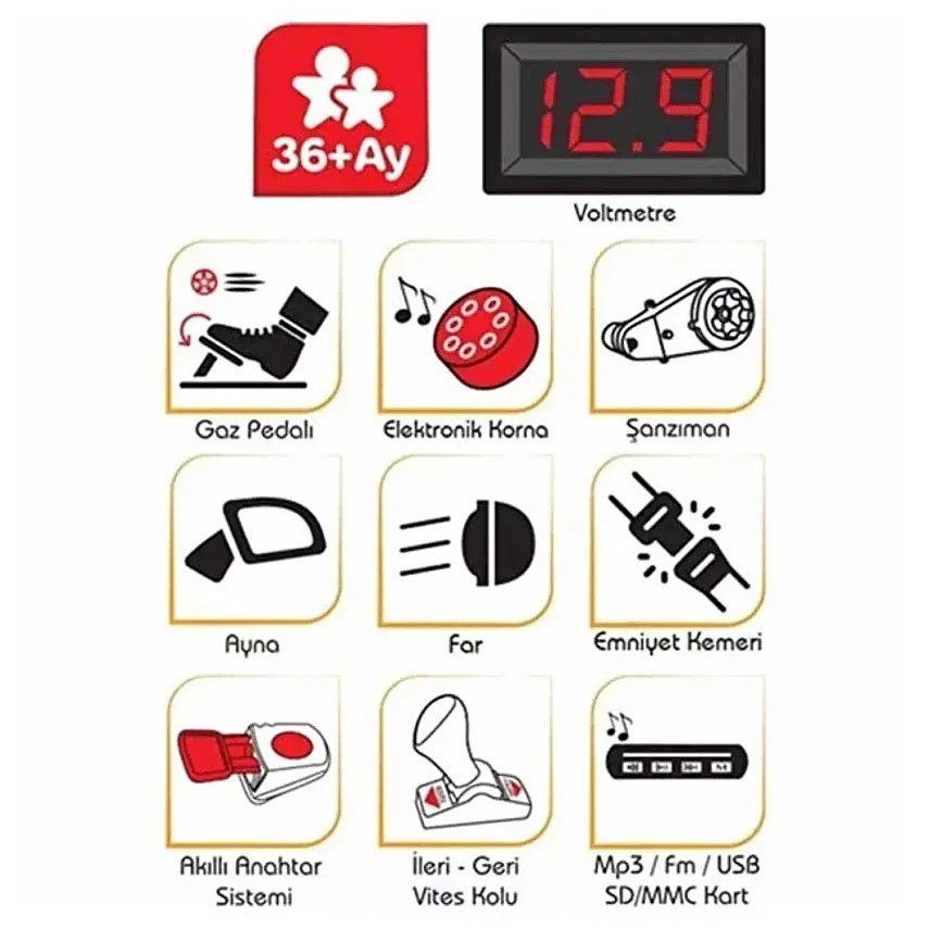 Pilsan Tery Bery 12V Akülü Araba Gri - 3