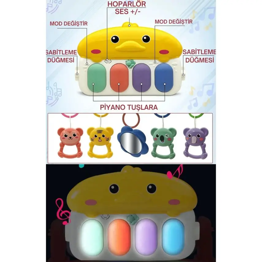 Piyanolu Ördek Gökkuşağı Bebek Oyun Halısı - 8