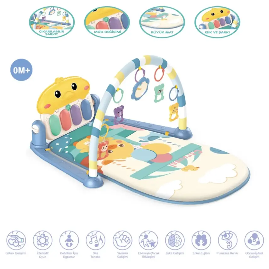 Piyanolu Ördek Gökkuşağı Bebek Oyun Halısı - 1