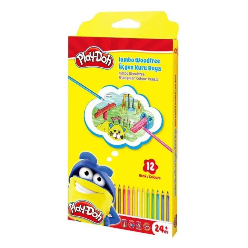 Play-Doh Woodfree Jumbo Üçgen Kuruboya 12'Li - 1
