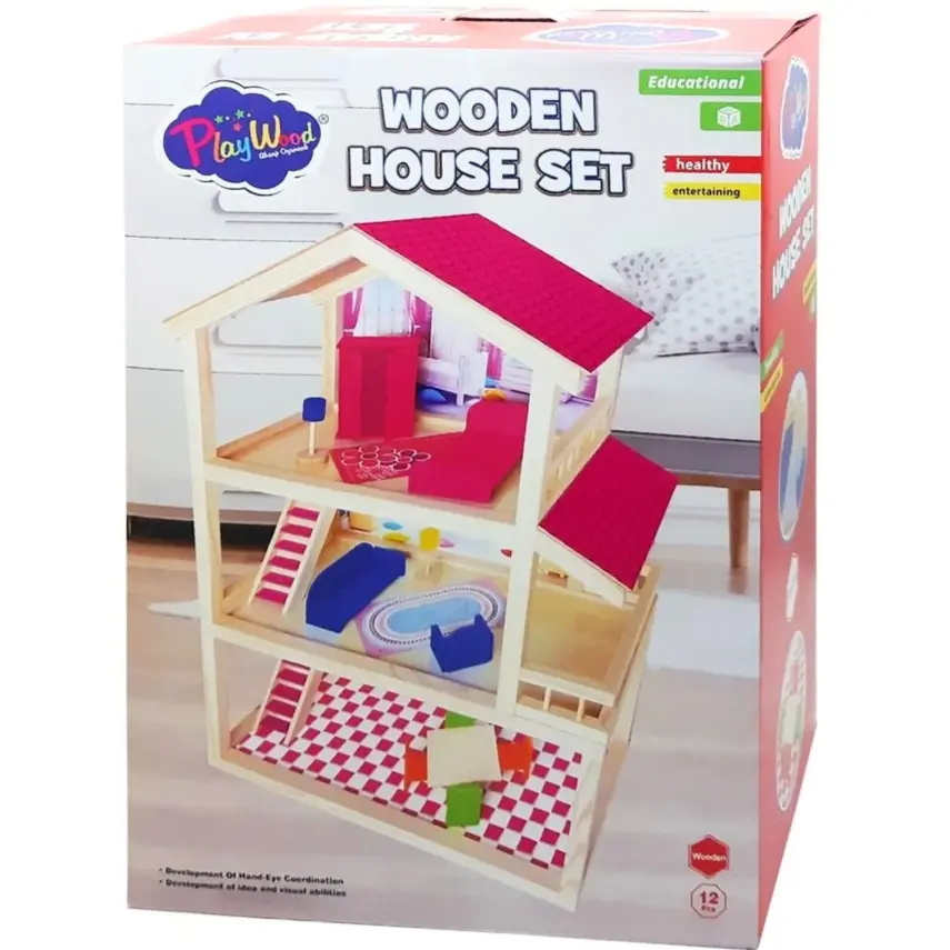 Play Wood Ahşap Ev Seti 12 Parça - 3