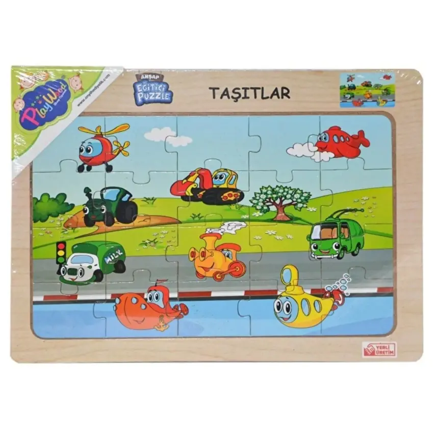 Play Wood Ahşap Tutmalı Puzzle Taşıtlar                                  - 3
