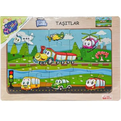 Play Wood Ahşap Tutmalı Puzzle Taşıtlar                                  - 1
