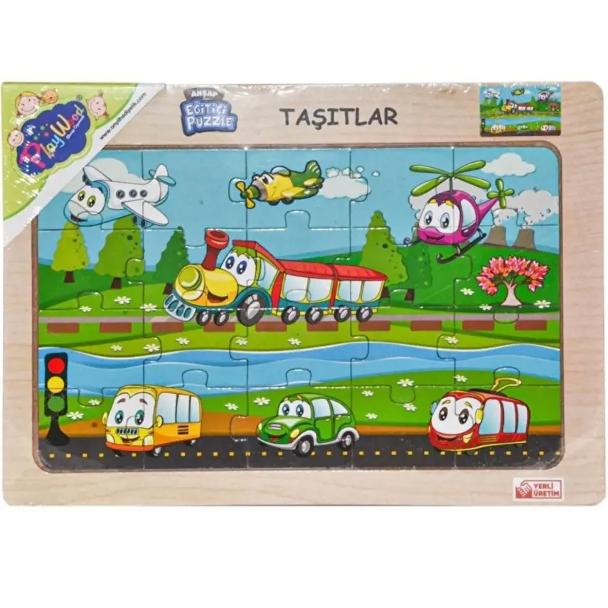 Play Wood Ahşap Tutmalı Puzzle Taşıtlar                                  - 1