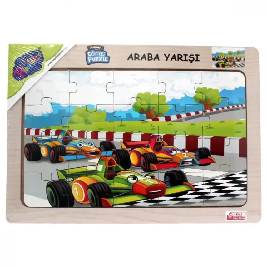 Playwood Ahşap Eğitici Puzzle Araba Yarışı - 1
