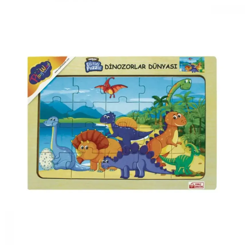Playwood Ahşap Eğitici Puzzle Dinozorlar Dünyası - 1