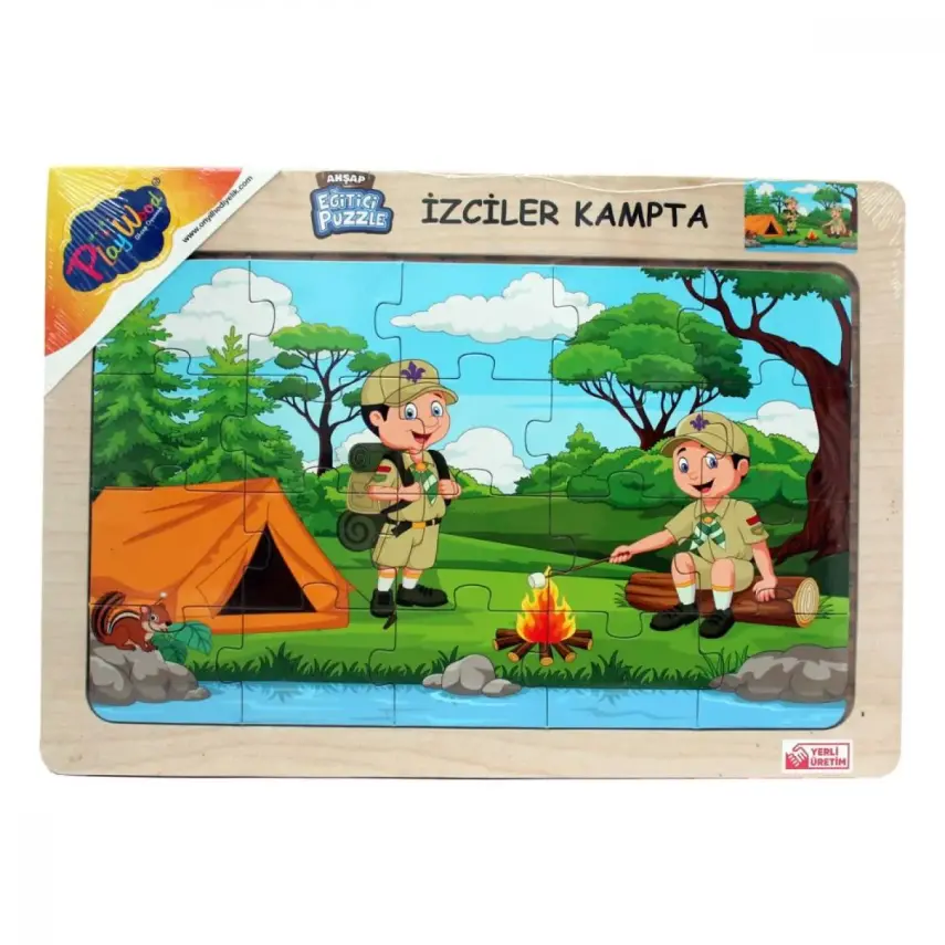 Playwood Ahşap Eğitici Puzzle İzciler Kampta - 1